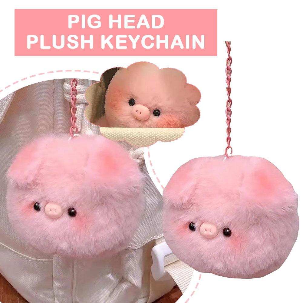 

1 шт., милая маленькая сумка с головой свиньи, подвеска, плюшевые брелки, подарки, брелок с подвеской, сумка, мягкая машина Ladi N2V7