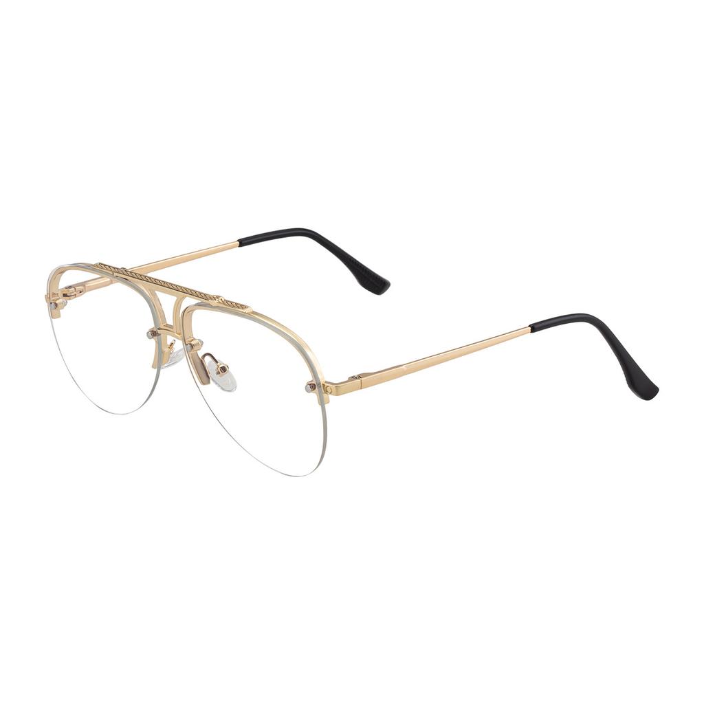 JYL TS Men's Semi-Rimless Aviator - Double-Bridge Metal Sunglasses KSL-98338