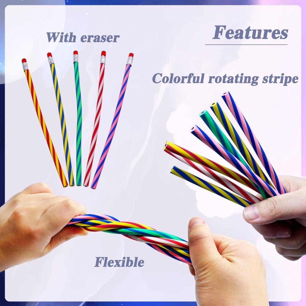 5/10pcs Soft & Bendable Magic Pencils Colorful Stripe Design Perfect for Kids & Students Classroom Gifts & Back To School Supplies
