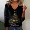 Women's Cute Sweatshirt Knitted Fashion Casual V-neck Long-sleeved Cozy Print Top