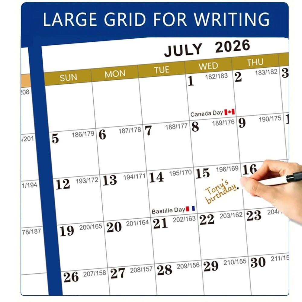 Kalendarz Ścienny Dwustronny Wielokrotnego Użytku Wiszący z Naklejkami Pisaki Zmazywalny Kalendarz 35x23 Cal Roczny Planer Roczny Do Użytku Biurowego