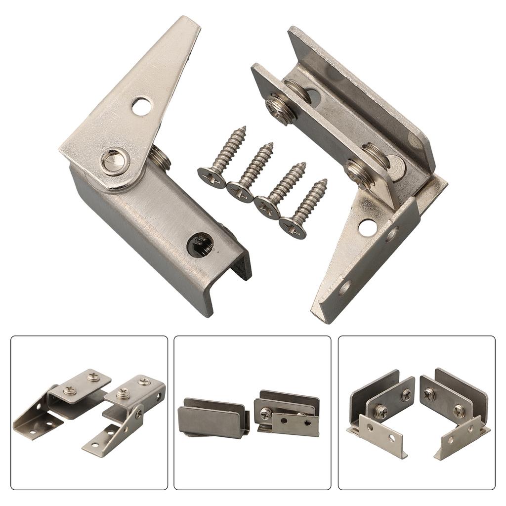 Glasklämma Glasdörrshängsel För Icke-perforerad Glasdörr 2st Enkel Installation Ersättning Silver/Svart Färg Användbar