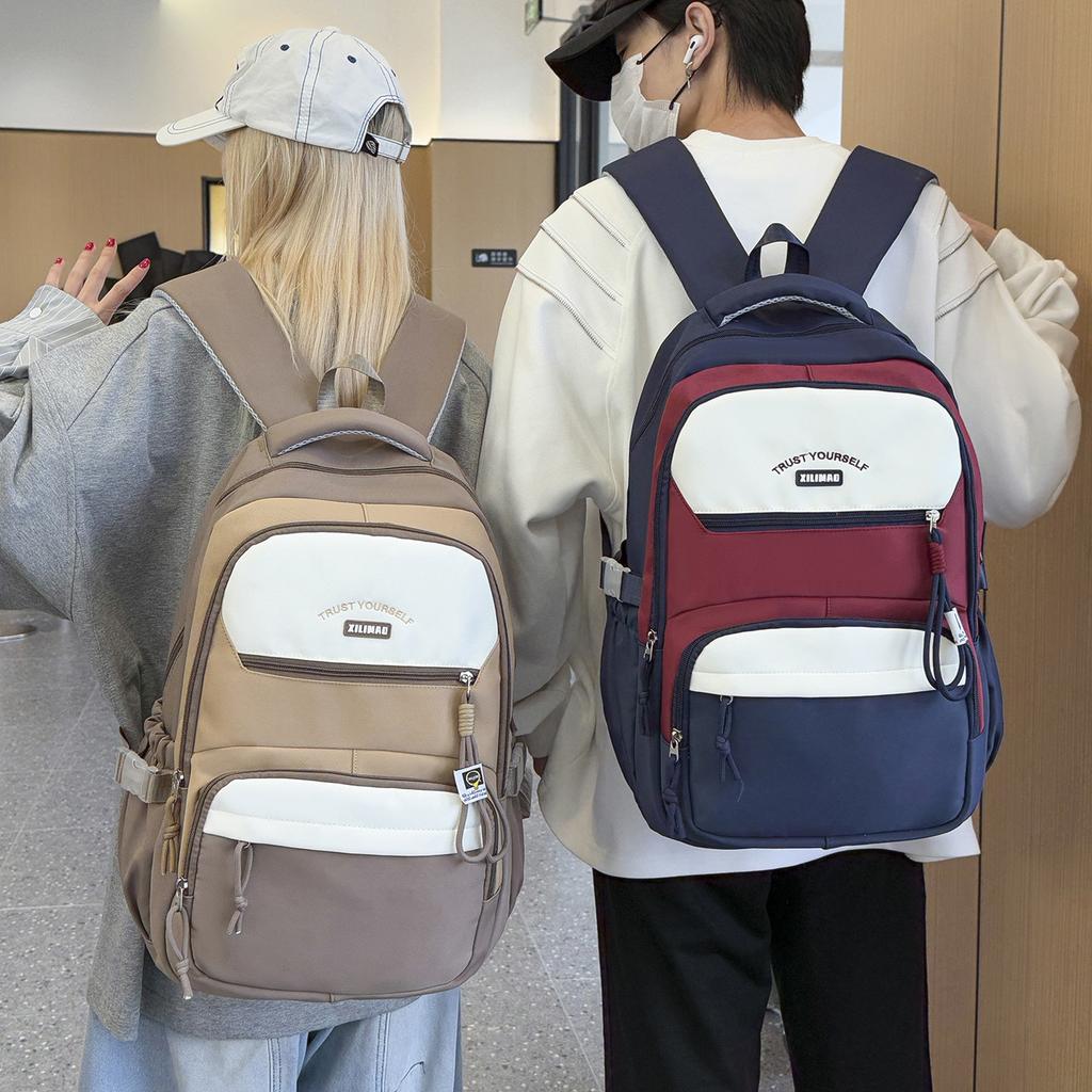 Schoolbag1011 winter new trendy Korean version large-capacity student contrasting color light schoolbag college style outdoor travel backpack