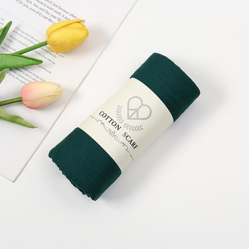 Autumn and winter new micro-elastic crumpled cotton blended long towel right angle lock edge polyester headscarf hot-selling solid color scarf