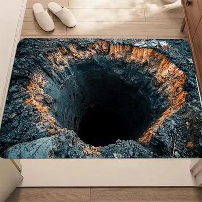 

Door Mat Giant Sinkhole Optical Illusion Pattern Non Slip Print Entryway Rug for Fun Home Decoration 40cm x 60cm
