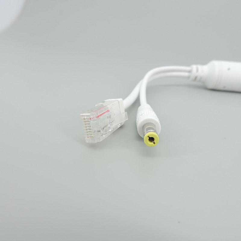 Weißer 48 V auf 12 V, 24 V auf 12 V, wasserdichter POE-Splitter, Adapterkabel, Stromversorgungsmodul-Injektor für RJ45-Kabel, CCTV-IP-Kamera