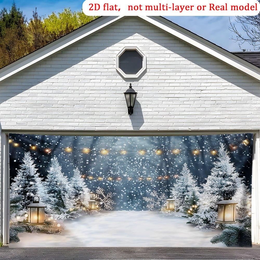 1 piece winter Christmas party banner - snow lantern pine snowflake background cloth 180X110