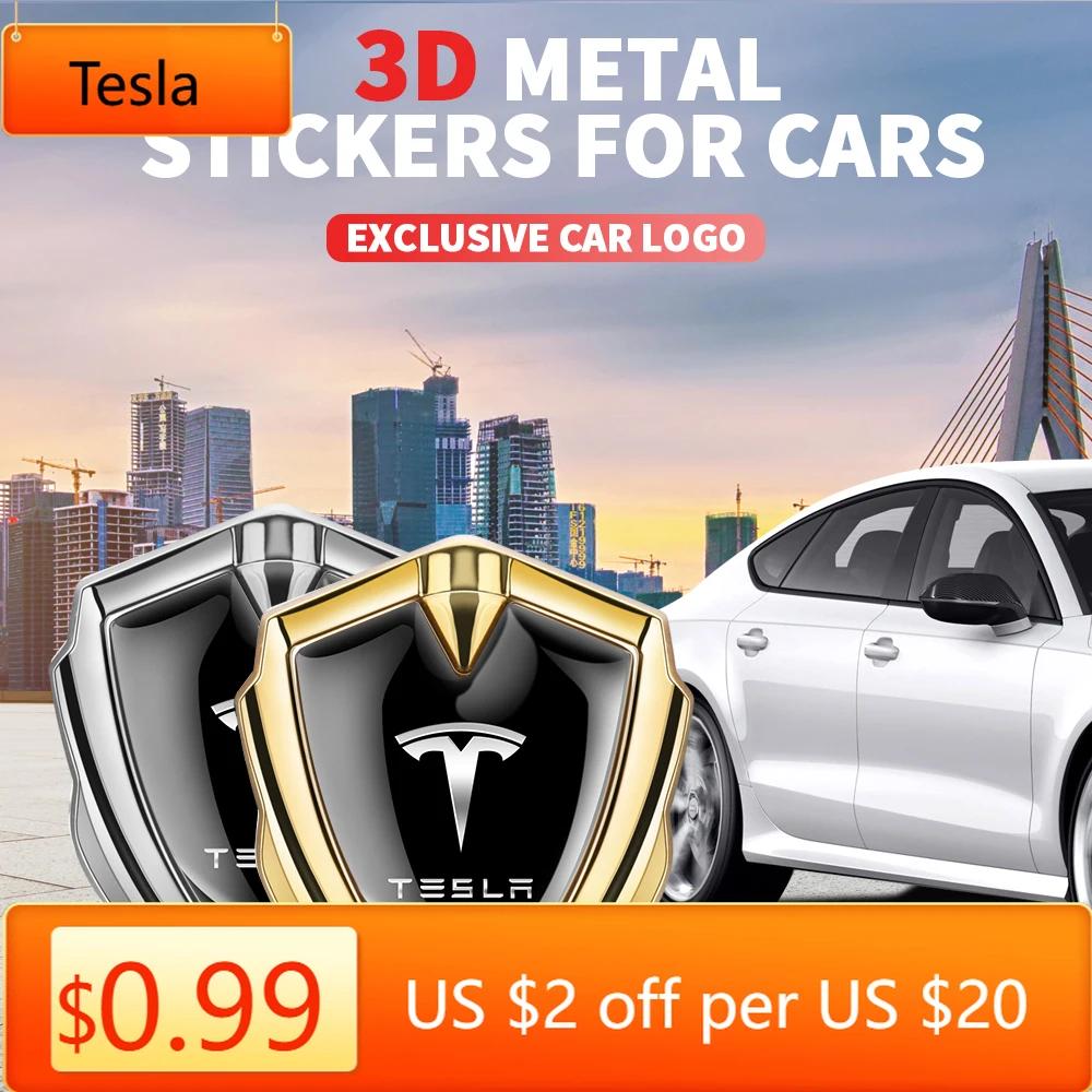 Car Sticker Tesla 1/2PC 3D Metal Car Body Stickers Custom Badges Decoration Auto Accessories For Tesla Model 3 Y X S Roadster Cy