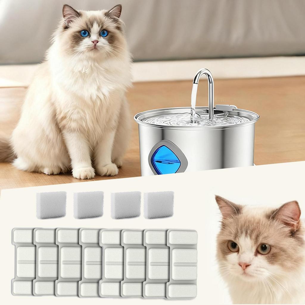 Katzenbrunnen Filter Ersatzset mit 4 Schwamm Katzenbrunnen Filterersatz für Haustier Trinkspender Zuhause