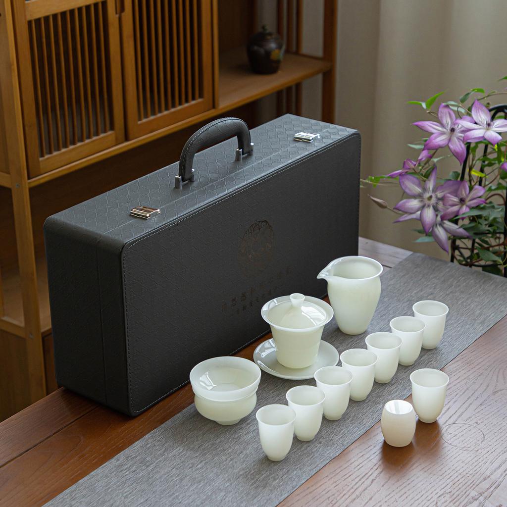 High-end Ice Seed Jade Porcelain Tea Set, High-end Gift Box, Gifts for Customers, Business Companies, Wine Stores, Gifts