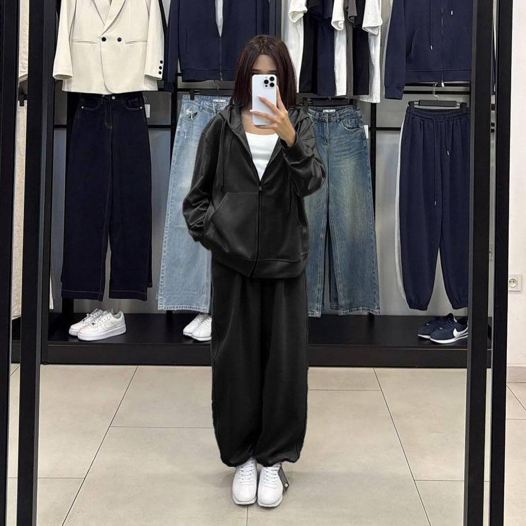 European & American Women's Fashion Summer Casual Sporty Cardigan & Zipper Pants Set