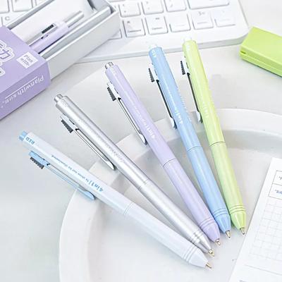 4 In 1 Colorful Student Gel Pen Minimalism Aesthetic Chic Stationery Gel Pen 0.7mm Black/red/black/blue Ink Pen for Writing