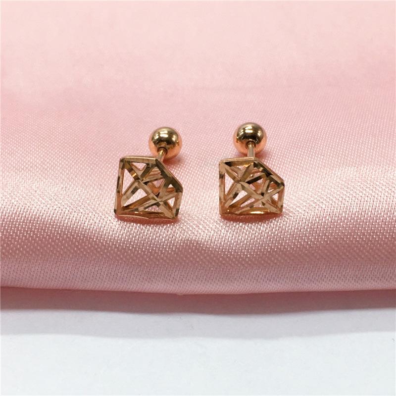 

Color Gold-Plated Rose Gold Women S Shiny Screw Earrings Exquisite And Delicate Purple Gold Earrings Are Compact
