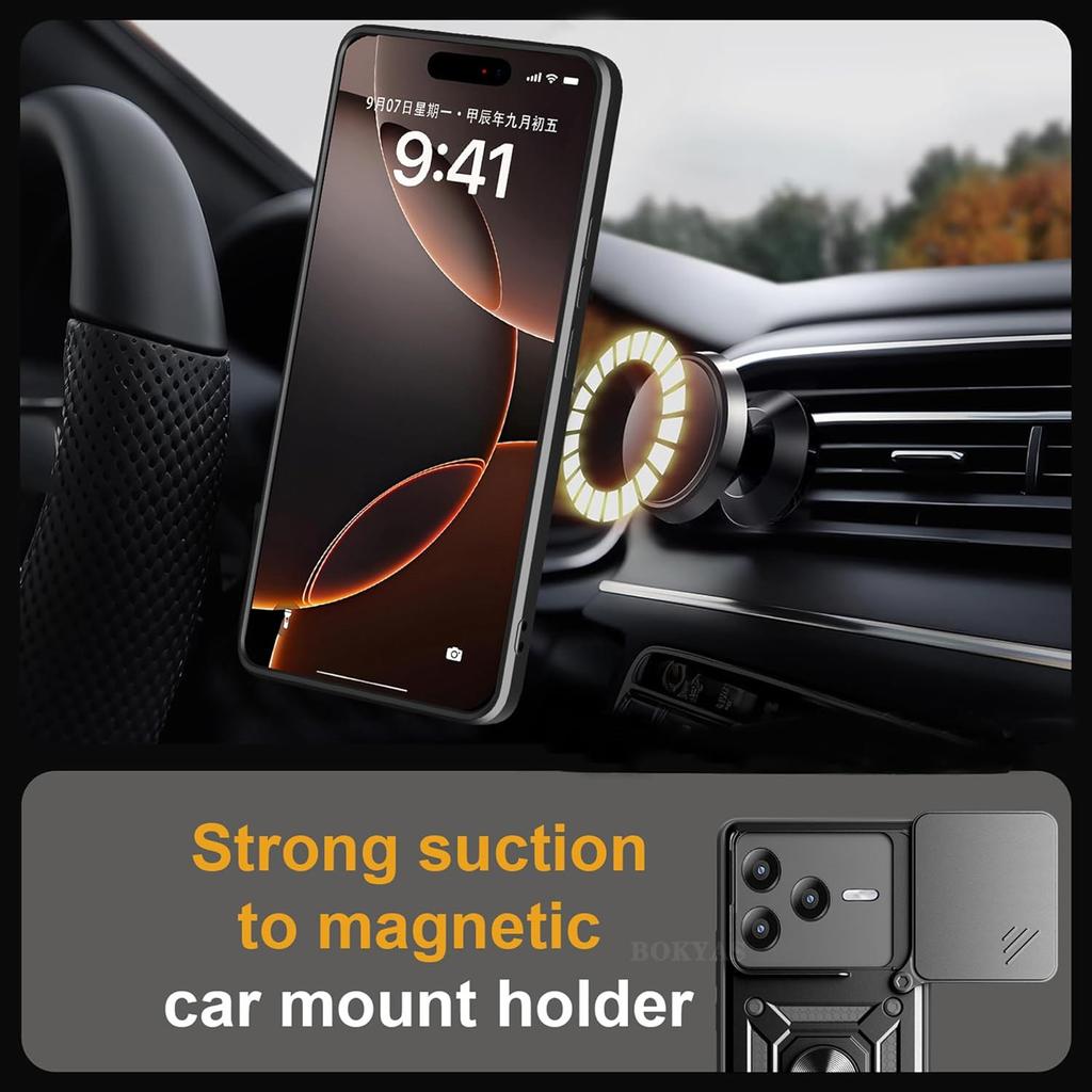 Armor Case For Xiaomi Poco F7 Pro F7 Ultra 5G Cover Lens Protection With Ring Magnetic Holder Coque Fundas Capa