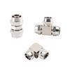 3pcs quick connector kit nickel plated copper pipe fittings straight elbow and tee for easy and firm connection