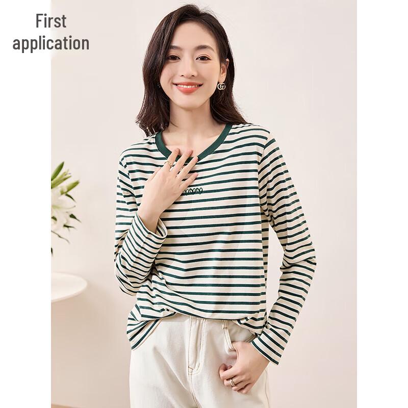 Chushen Women s Striped Long-Sleeve T-Shirt M