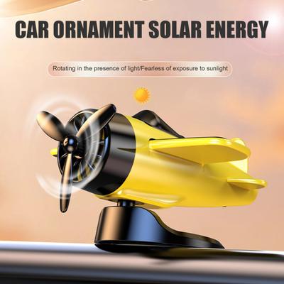 Solar Powered Airplane Car Decor Dynamic Dashboard Ornament with Gliding Motion Silent