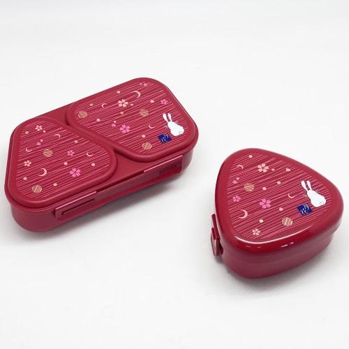 OSK Onigirazu Rice Ball Case (Red, 450ml, with Side Dish Container), Microwave-Safe, Antibacterial, Cute, Stylish, Biomass-Based, Eco-Friendly, Perfec