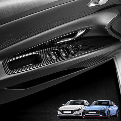 LHD/RHD For Hyundai Elantra CN7/CN7 N Car Tuning Carbon Fiber Window Button Cover Trim Interior Accessories