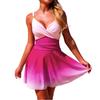 Women’s Sleeveless Gradient Print Dress with V Neck Spaghetti Straps and Flared A Line Skirt for Casual or Holiday Wear