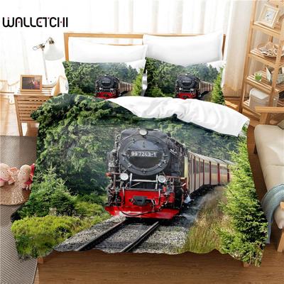 Zug-Bettwäsche-Set Bettbezug-Sets 3D-Bettwäsche Digitaldruck Bettwäsche Queen-Size-Bettwäsche-Set Mode-Design