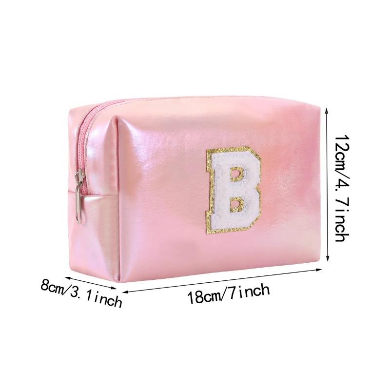 Octagonal Embroidered Letter Makeup Bag Large Capacity Travel Toiletries Storage Bag Handbag Cosmetic Bag Makeup Pouch Organizer