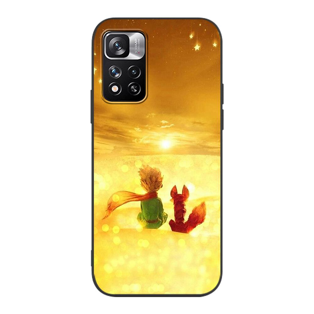 Little Prince Anime Space Case for Xiaomi Redmi Note 9S 9 8 10 11 Pro 9C 9A 7 8T 7A 8A 10S 11T 11E 9T Black Silicone Phone Cover