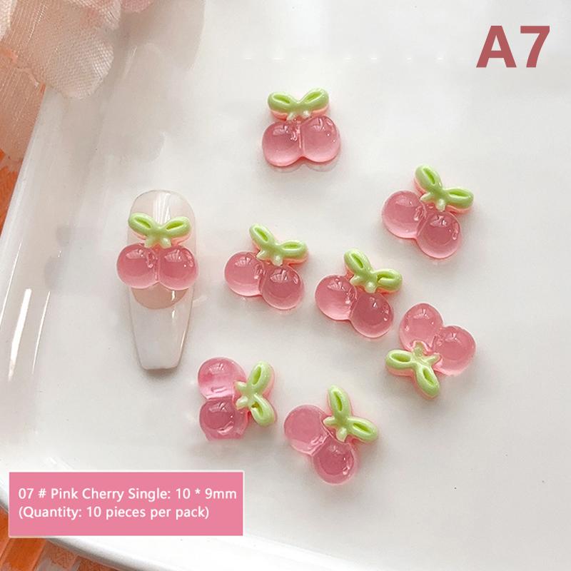10 ks Pryskyřičné Mini Třešně Jahody Nail Art Ploché Zadní Kamínky Figurky Scrapbook DIY Šperky Dekor Řemesla