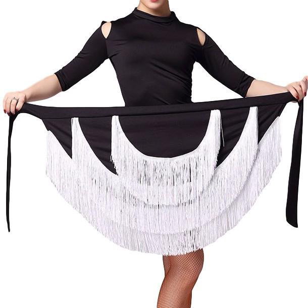 Women's Latin Dance Costume Apron Tassel Skirt with Hip Scarf for Practice & Performance