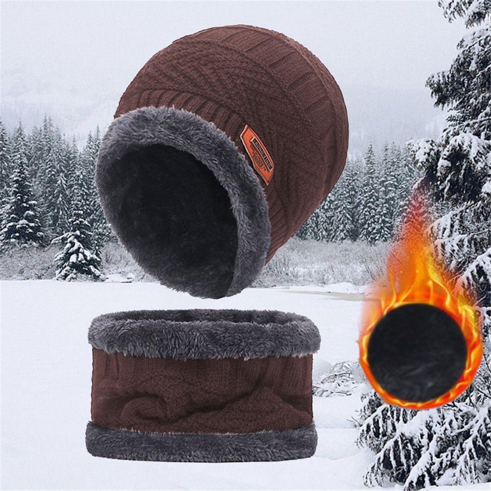 Zimowa męska czapka zimowa z szalikiem i ciepłą pluszową osłoną szyi Czapka męska z polaru, gruba, dzianinowa, narciarska, wiatroszczelna, kominiarka