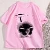 Funny Space Alien Cat Tshirt Vintage Graphic Tee 90s Silly Cats Tshirt Trendy Cotton Short Sleeve Round Neck Summer Tees