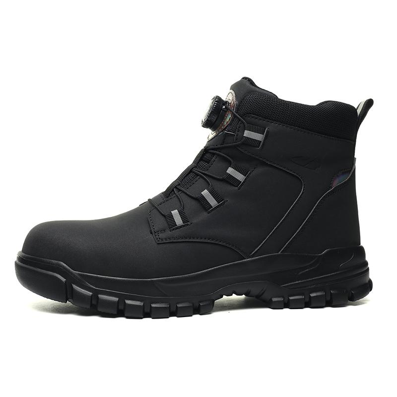 Rotating Button Safety Shoes Men Steel Toe Work Boots Black Work Sneakers Indestructible Shoes Puncture-Proof Protective Shoes