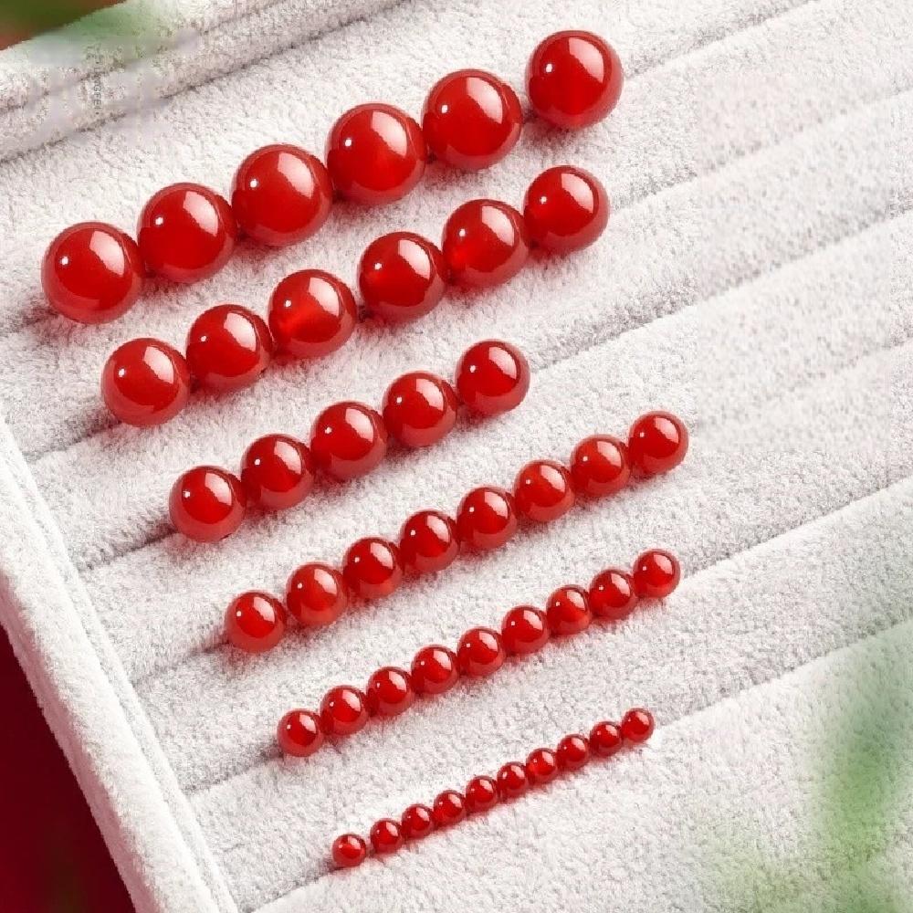 Ágatas Rojas Piedra Cuentas Redondas Naturales Hebra de 15" Cuentas Espaciadoras Sueltas Lisas 4/6/8/10/12mm para Fabricación de Joyas DIY Accesorios para Pulseras