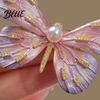 Clothing Safe Brooch Women High-Gloss Rhinestone Inlay Gradient Color Butterfly