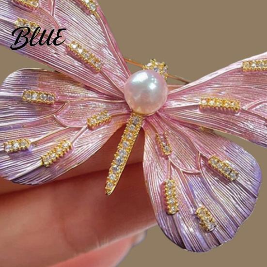 Clothing Safe Brooch Women High-Gloss Rhinestone Inlay Gradient Color Butterfly