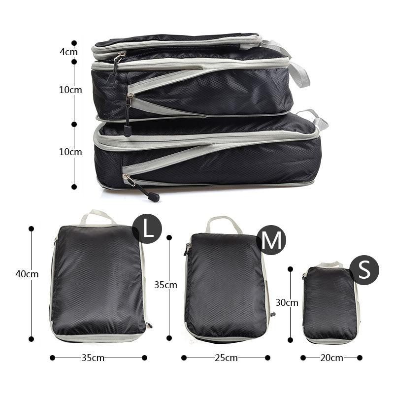 Compressible Packing Travel Storage Bag Cubes Waterproof Suitcase Nylon Portable with Handbag Luggage Organizer