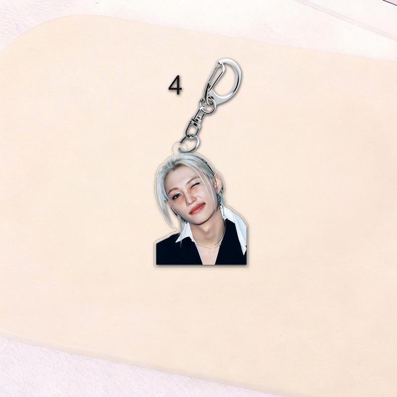 Stray Kids Member Portrait Acrylic Keychain Cute Kpop Idol Bag Pendant Kawaii Clear Key Ring Backpack Charm Fan Support Merchandise Collectible Gift
