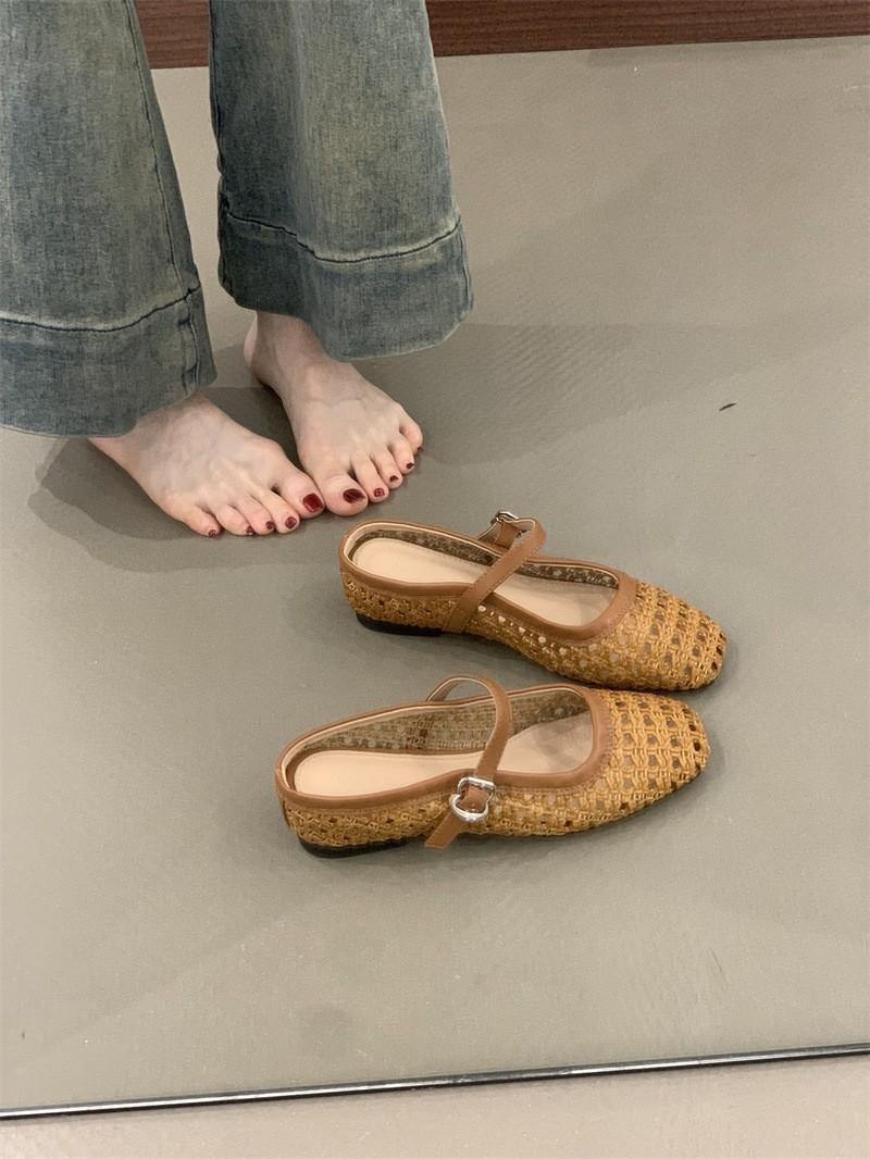 

Полушлепанцы на внутренней платформе женские лето 2025 французские плетеные с вырезами туфли Мэри Джейн на одной педали 40 коричневый