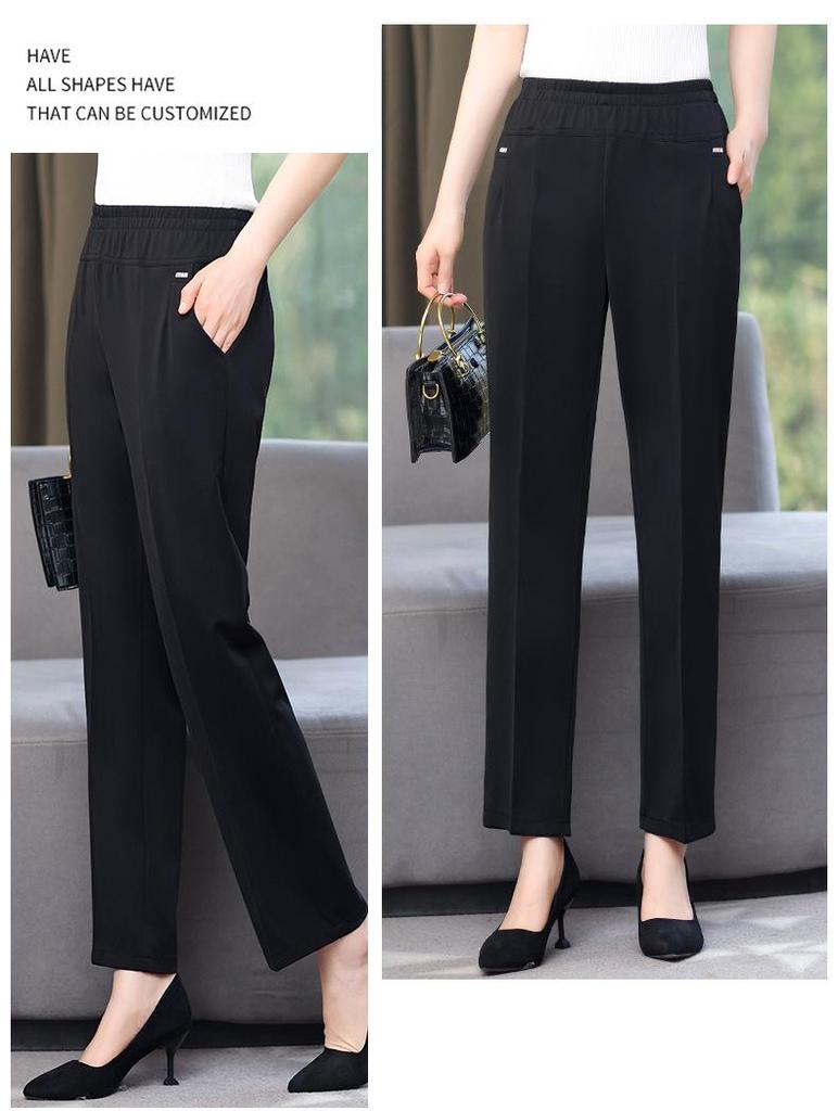 High Waist Elastic Summer Pants for Middle-Aged and Elderly Women - Loose Fit, Large Size
