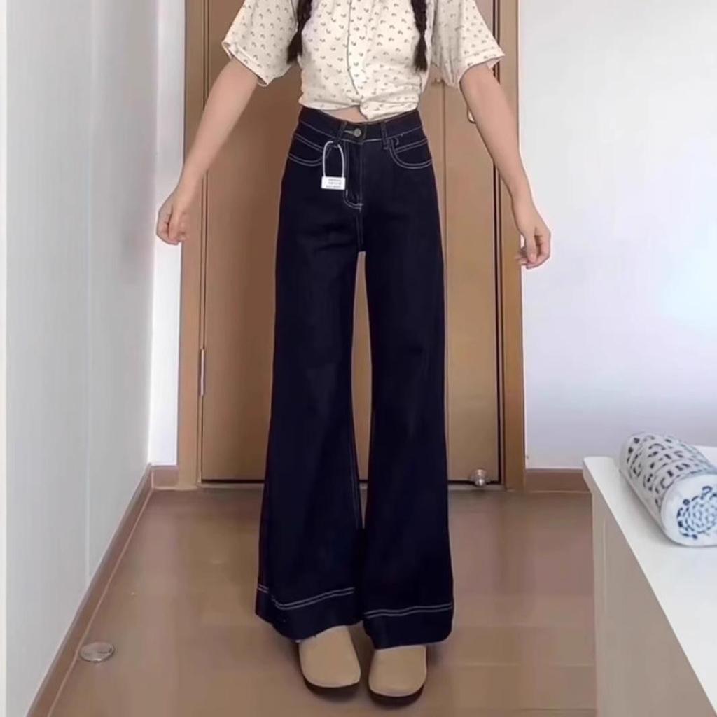 Women's Winter 2025 High-Waisted Plus Size Micro-Flared Wide-Leg Jeans