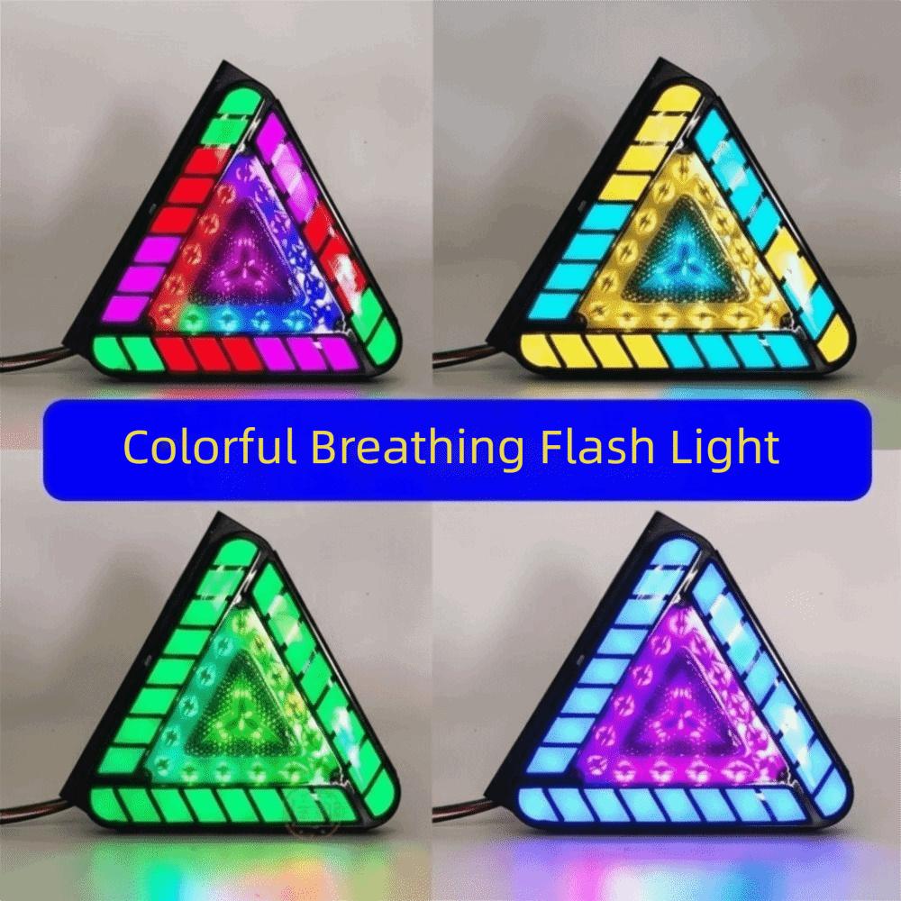 RGB Color Tail Lights Tricolor Triangular LED Lights Universal Strobe Light Modification Parts