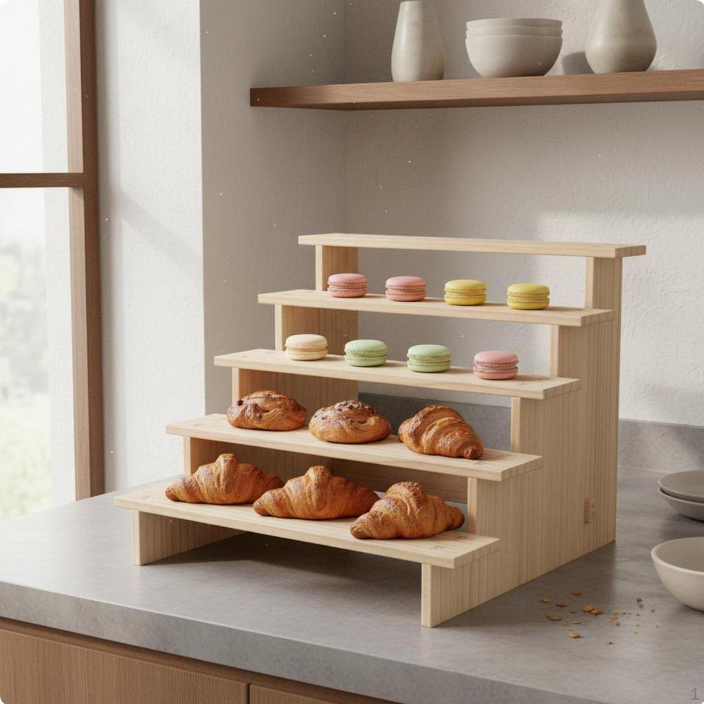Wood Display Stand MultiFunctional Figurine Collection Shelf Tiered Design Wooden Riser for