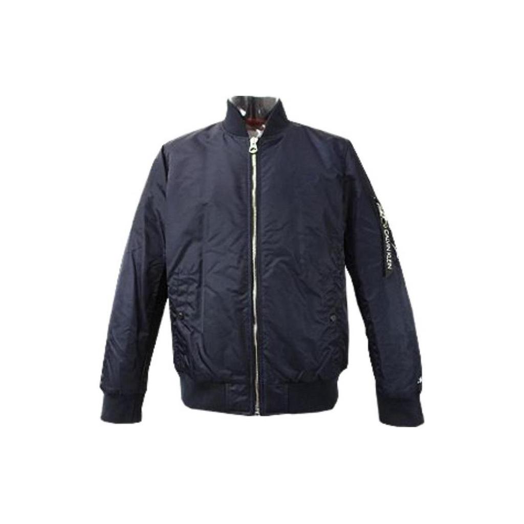 Calvin Klein Solid Color Baseball Collar Zipper Long Sleeve Jacket Men jackets Navy-Blue CM154122-TRUE-NAVY