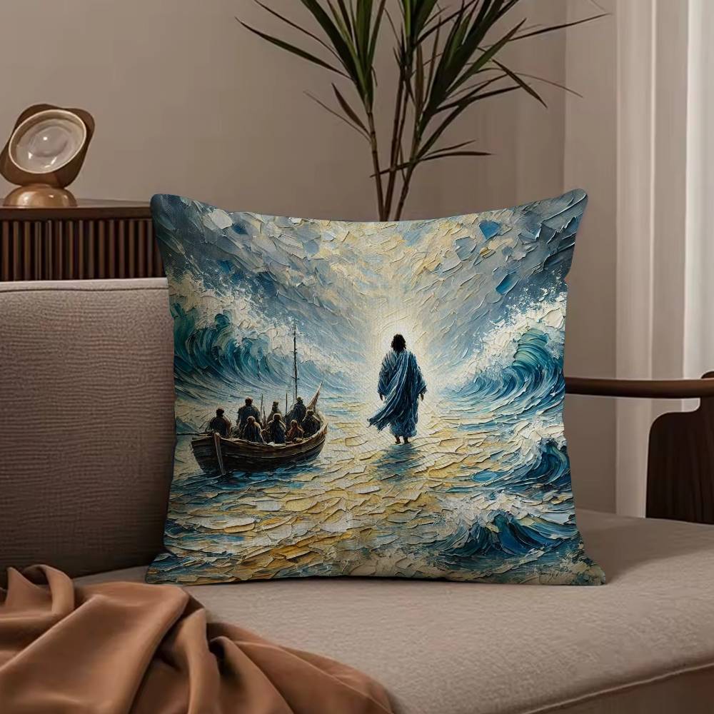 Anime J-Jesus Pillow Case Anti-dustmite Pillowcase Invisible zipper silky short plush Sofa cushion cover