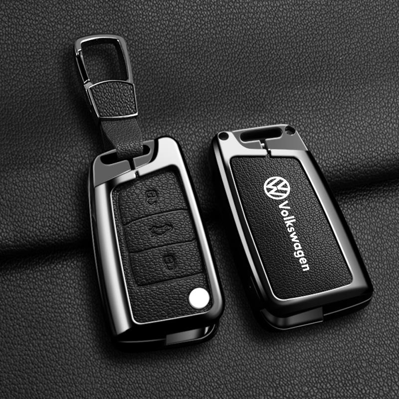 Dla VOLKSWAGEN VW Etui na kluczyk samochodowy z klapką Pokrowiec Obudowa Dla VW Volkswagen Golf 7 MK7 Tiguan FR 2 Dla Seat Ateca Leon MK2 Ibiza Pilot