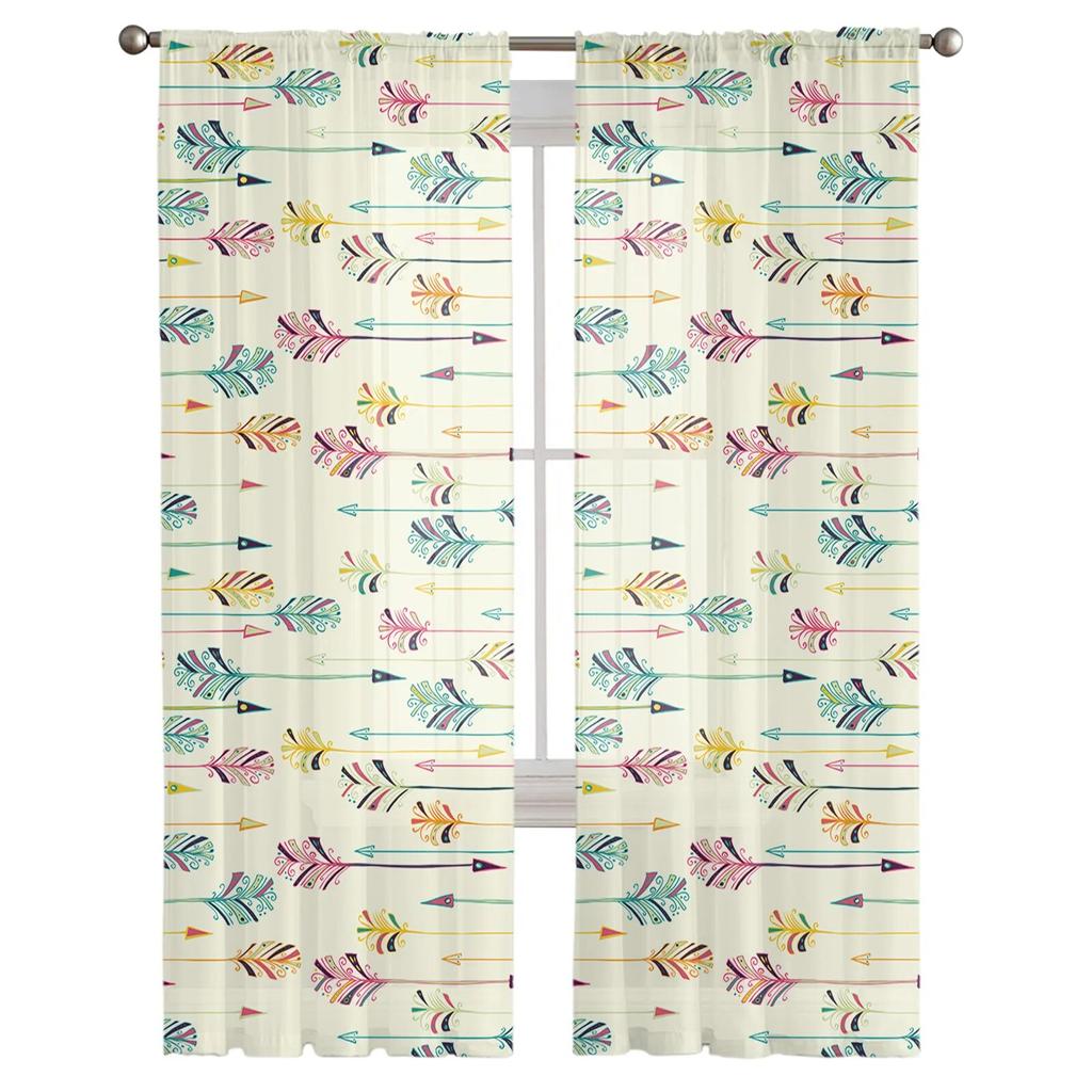 Pfeil-Feder-moderne Tüll-Vorhänge für Wohnzimmer, Schlafzimmer, Zuhause, Küche, Fenster, transparente Vorhänge