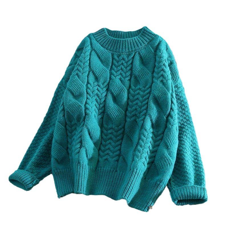 Women's Thick Cable Knit High-Neck Pullover Sweater - Autumn/Winter Loose Style