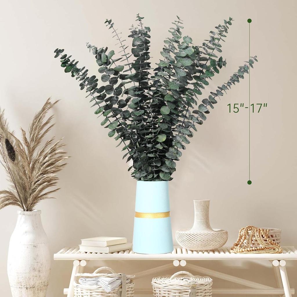 20 PCS Dried Eucalyptus Stems, 17'' Natural Real Live Greenery Eucalyptus Leaves Branches Hanging Shower, Preserved Fresh Eucalyptus Plant for SPA
