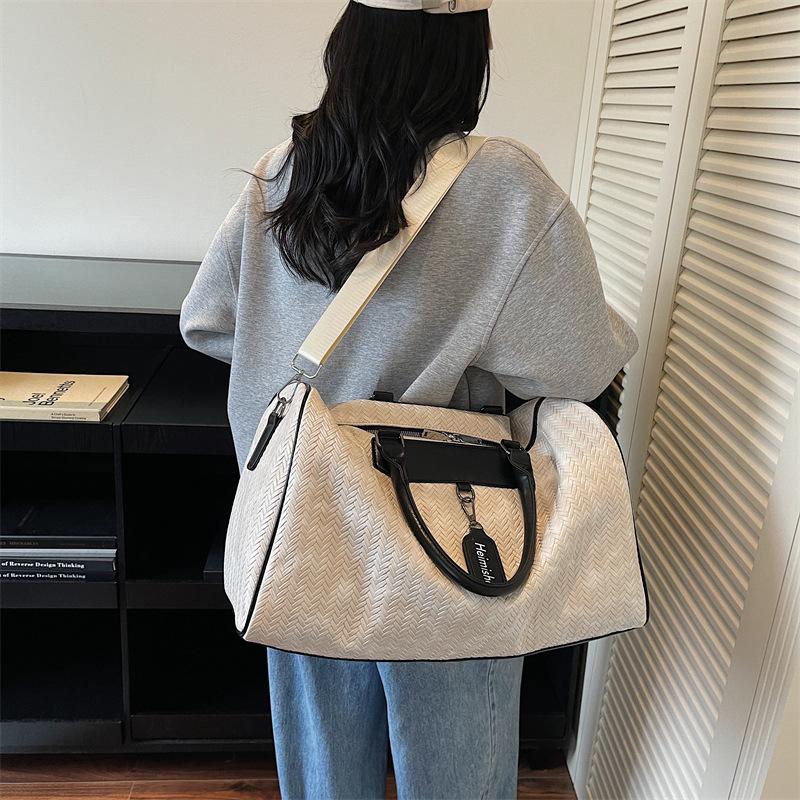 Pu Leather Business Travel Bag Large-Capacity Travel Shoulder Boarding Bag Women'S Simple Portable Sports Men'S Fitness Bag