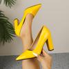 Women's High Chunky Block Heels Sexy Pumps Closed Toe Slip On Pointed Toe Work Dress Office Wedding Party Pumps Shoes for Women High Heeled Shoes